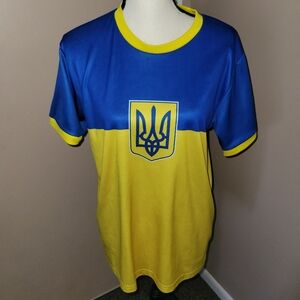 Ukraine Blue and Yellow T-Shirt with Emblem
